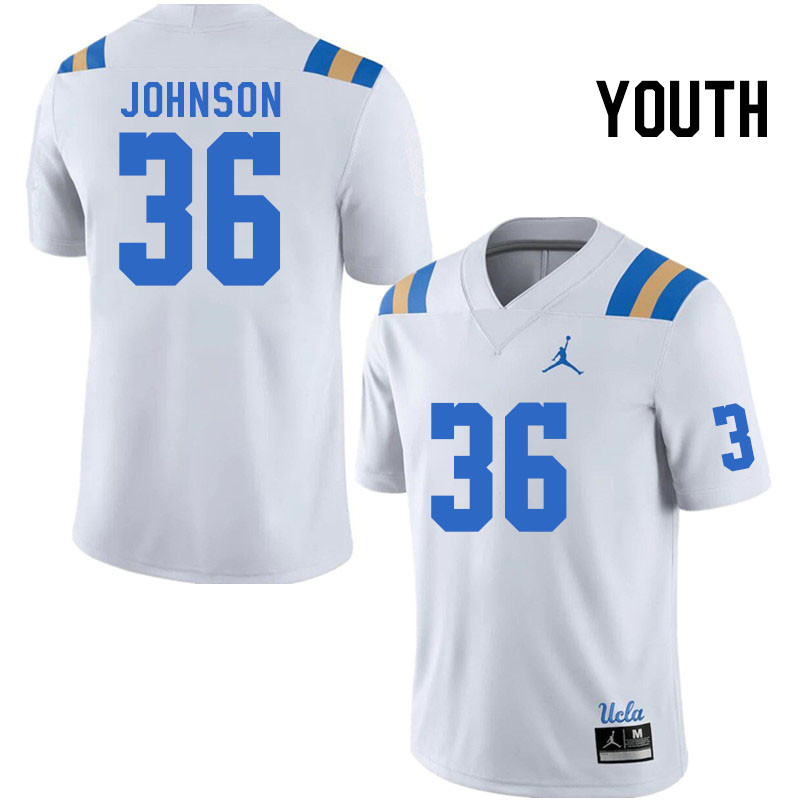 Youth #36 Alex Johnson UCLA Bruins College Football Jerseys Stitched Sale-White - Click Image to Close